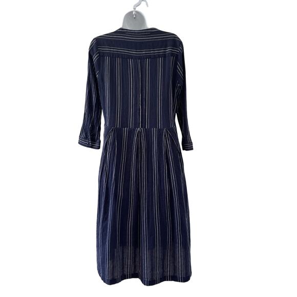 Sea New York Dress 6 Blue Striped Boho Coastal Midi Cottage Peasant Classic - Picture 2 of 14